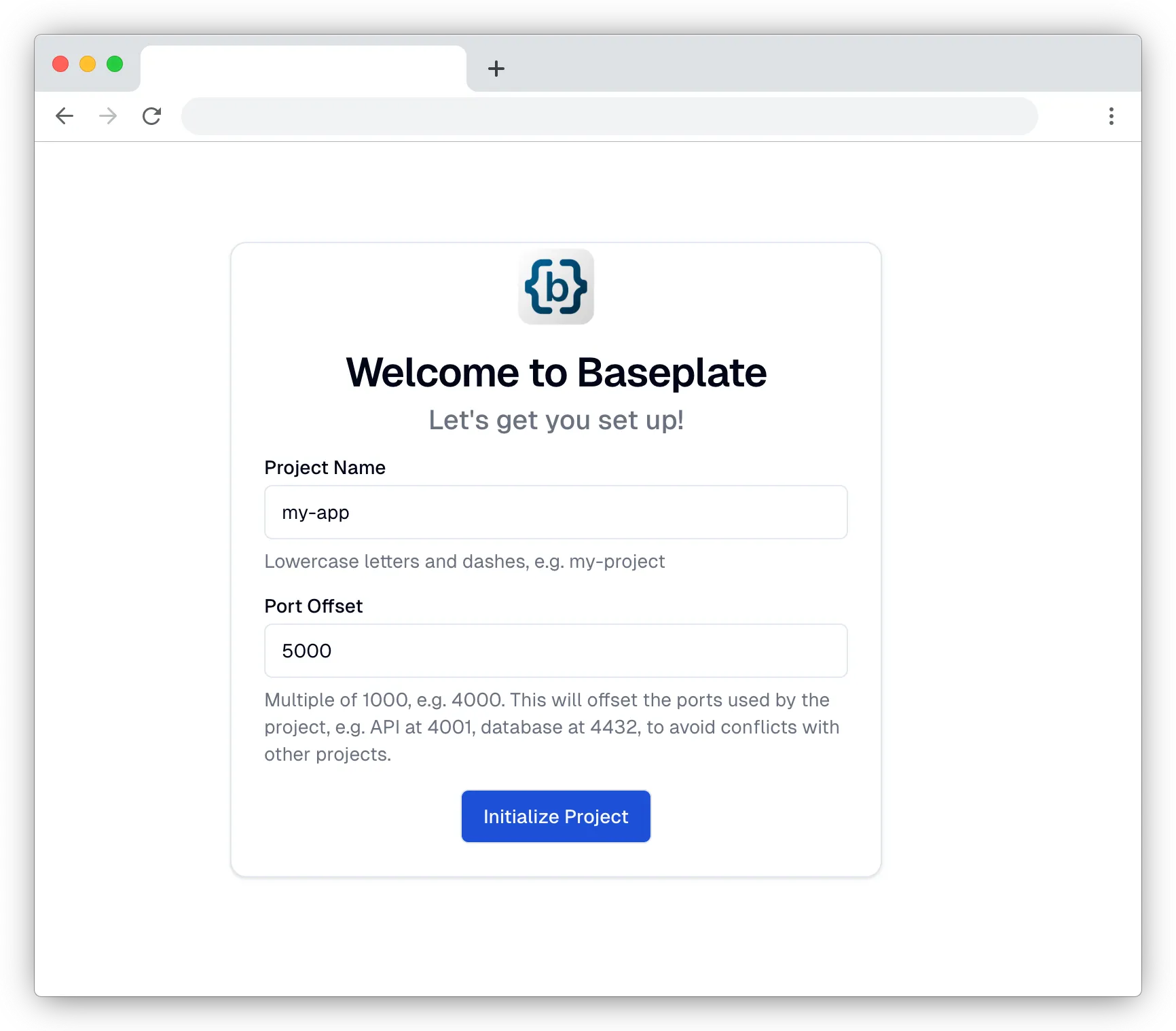 Baseplate initialization page
